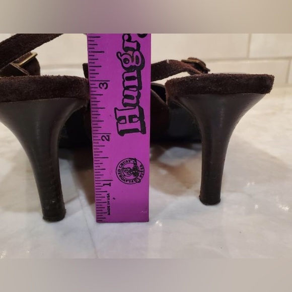 Ralph Lauren Chaps Steffie 100% Suede Leather Point Toe Slingback Heels Sz 7.5 - Picture 3 of 7